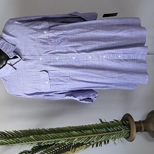 Apt. 9 blue and white crosshatch pattern long sleeve button down NWT